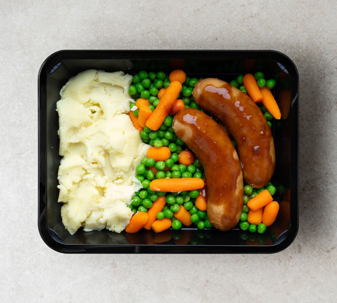 Puree - Kipsaucijs - Tuinerwten & Worteltjes (met jus)