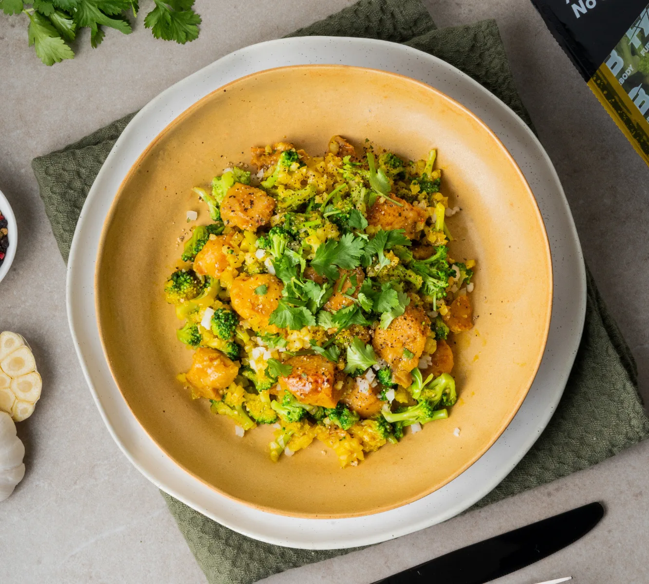 Bloemkoolrijst - Kip - Broccoli (Bombay Curry sauce) [LOWCARB]